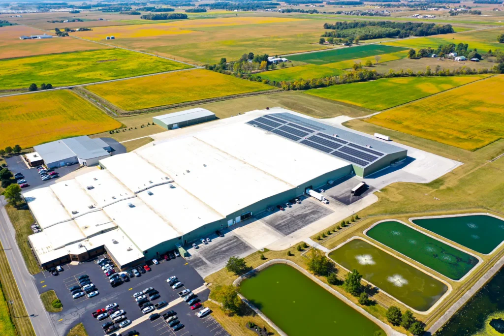 Aerial view of PAX Machine Works facility in Celina, Ohio