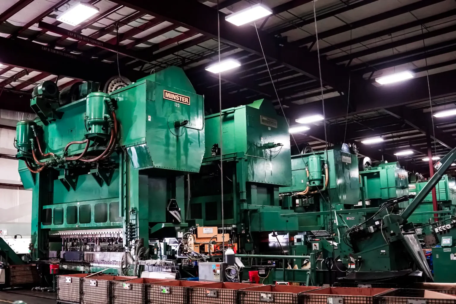 Minster 120 progressive die press line at PAX Machine Works